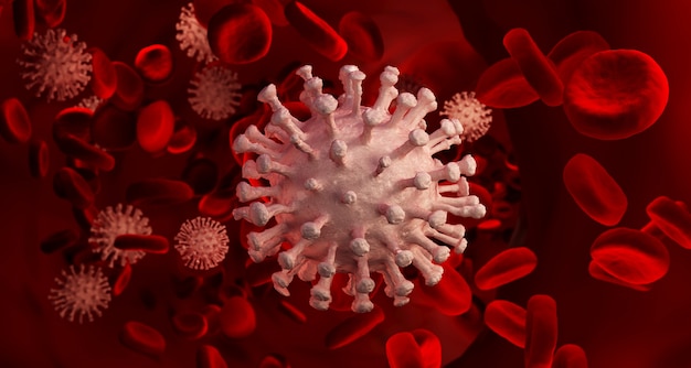 Caillot de globules rouges dans la veine et le virus