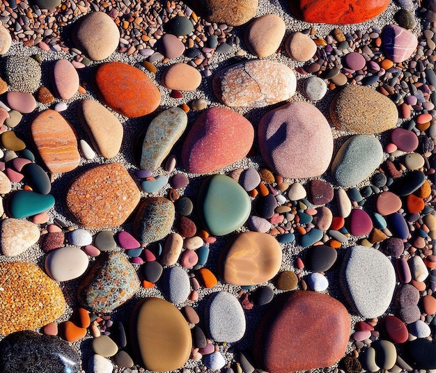 Cailloux colorés sur la plage