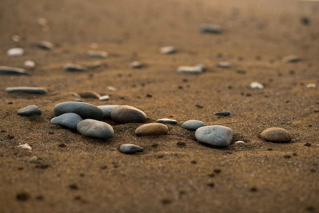 Cailloux de la côte de fond sur le sable