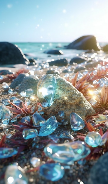 Photo des cailloux de mer colorés