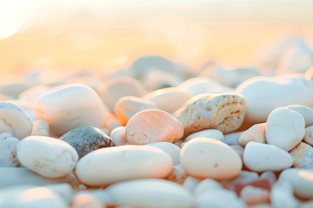 Des cailloux roses sur la plage de la mer AI générative