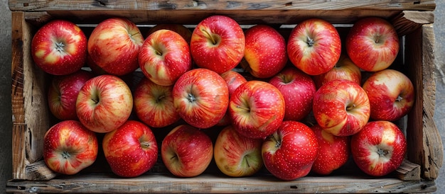 Une caisse de pommes rouges fraîches