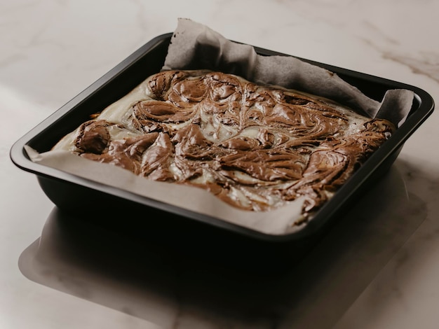 Cake au chocolat en gros plan