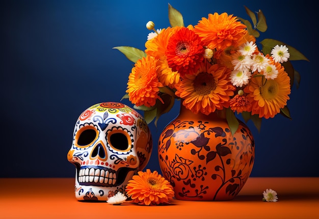 Calavera élégamment ornée Jour des morts mexicain