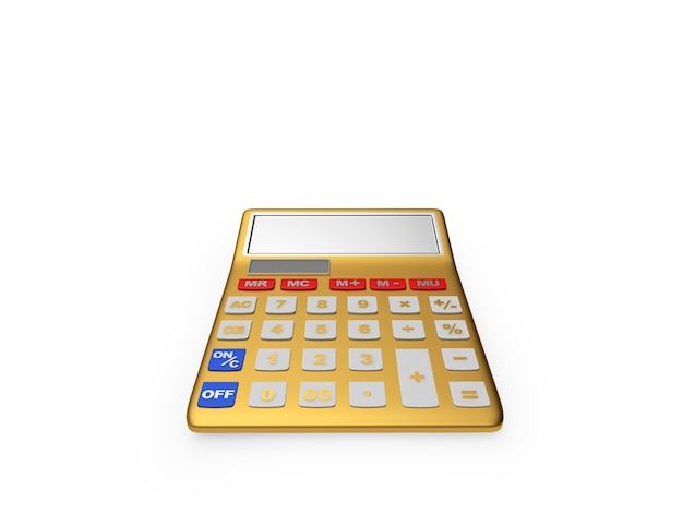 Une calculatrice de bureau en or