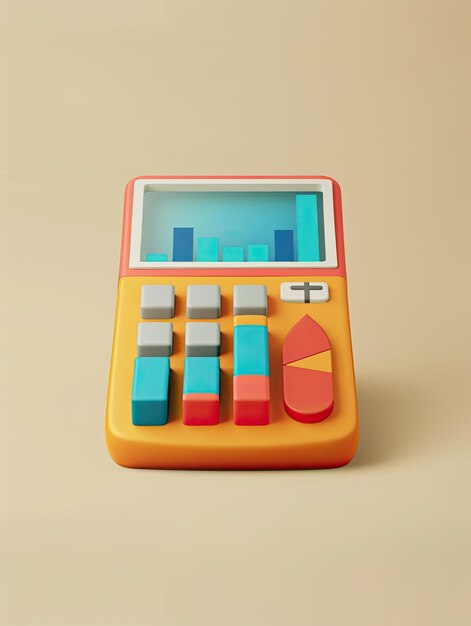 Photo une calculatrice colorée avec un carré bleu et des blocs rouges