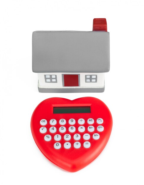 Calculatrice en forme de coeur et miniature.