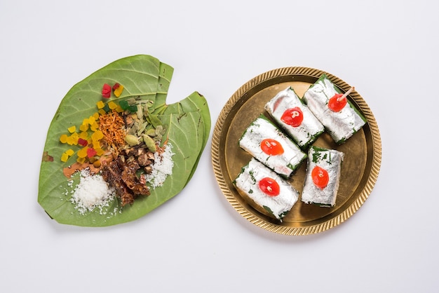 Calcutta Mitha ou Meetha masala paan qui sert également de rafraîchisseur de bouche et aide à la digestion