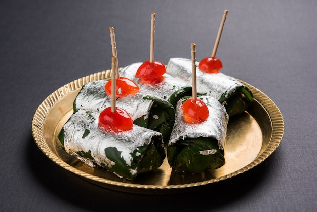 Calcutta Mitha ou Meetha masala paan qui sert également de rafraîchisseur de bouche et aide à la digestion