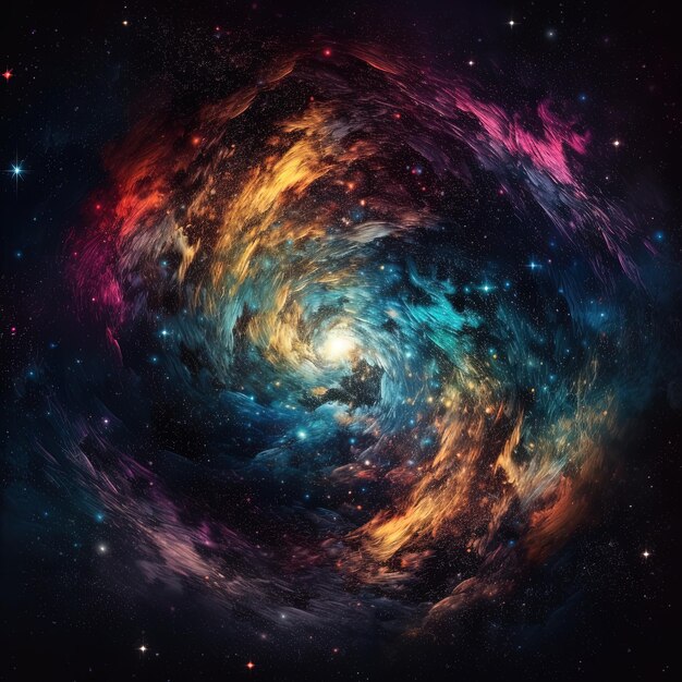 Caléidoscope cosmique Illustration hyperréelle d'une galaxie colorée