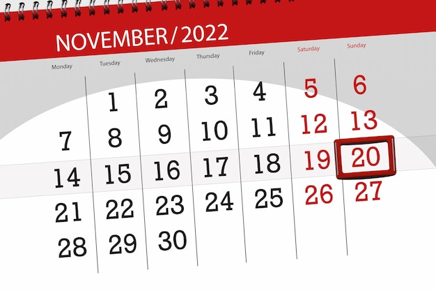 Calendrier 2022 date limite jour mois page organisateur date novembre dimanche numéro 20