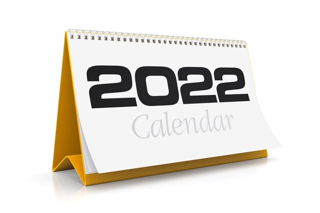 Calendrier 2022. Isolé sur blanc. Rendu 3D