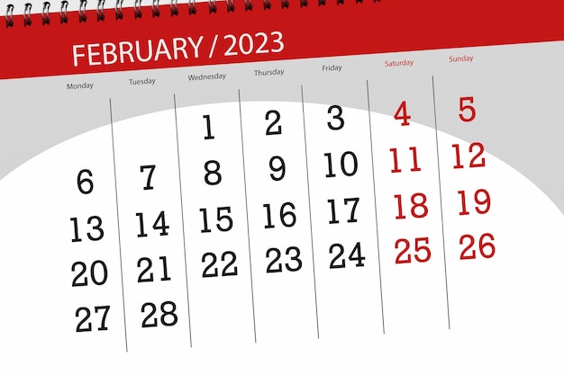 Calendrier 2023 date limite jour mois page organisateur date février