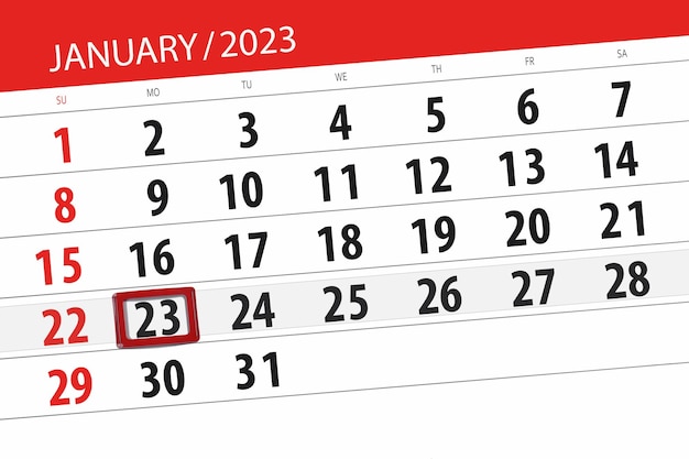 Calendrier 2023 date limite jour mois page organisateur date janvier lundi numéro 23