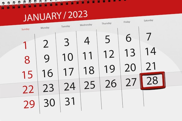 Calendrier 2023 date limite jour mois page organisateur date janvier samedi numéro 28