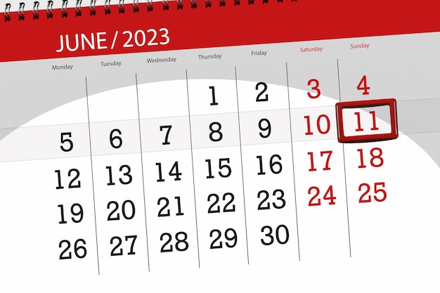 Calendrier 2023 date limite jour mois page organisateur date juin dimanche numéro 11