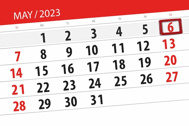 Calendrier 2023 date limite jour mois page organisateur date mai samedi numéro 6