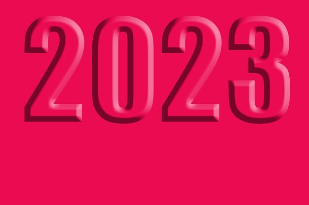 Calendrier 2023 Volume Date du Nouvel An 2023 Via Couleurs magenta sur fond cramoisi Isolat 3D