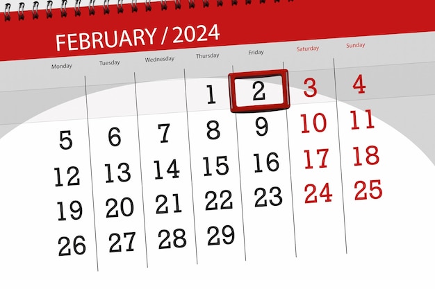 Calendrier 2024 date limite jour mois page organisateur date février vendredi numéro 2