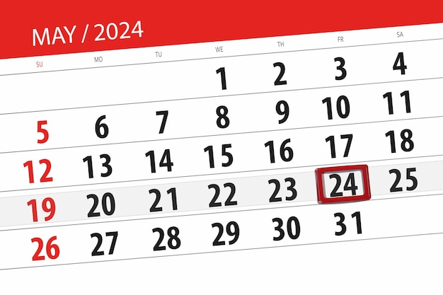 Calendrier 2024 date limite jour mois page organisateur date mai vendredi numéro 24