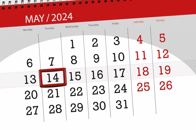 Photo calendrier 2024 date limite jour mois page organisateur date mardi 14 mai