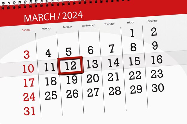 Calendrier 2024 date limite jour mois page organisateur date mardi numéro 12