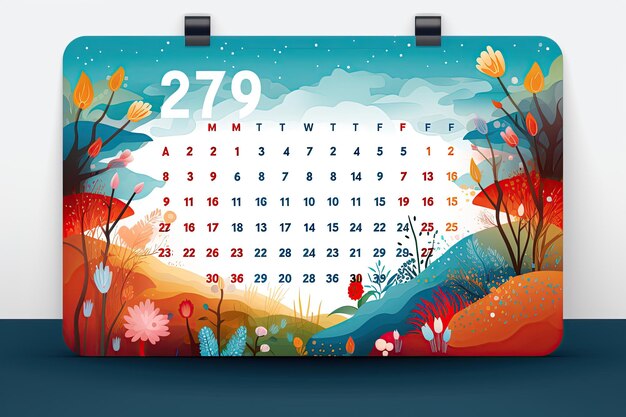 Photo un calendrier 2024 présentant les 12 mois avec les dates et les jours fériés mis en évidencegénéré avec l'ia