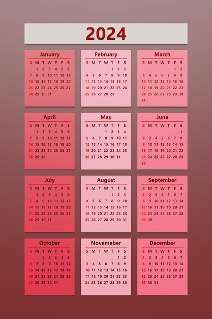 Photo calendrier 2024 semaine 12 mois, modèle de planificateur de conception d'entreprise