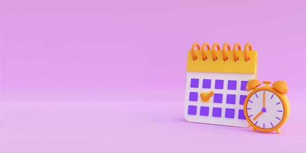 calendrier 3d avec l'icône de réveil