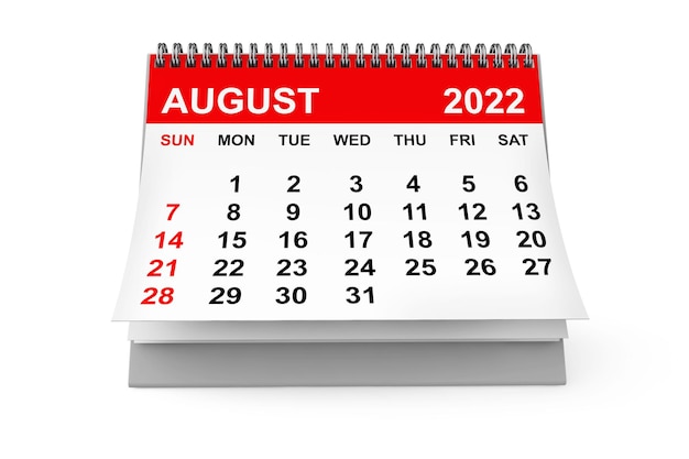 Calendrier Août 2022 Rendu 3d