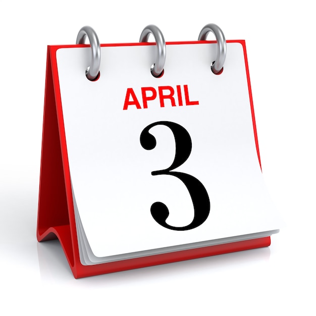 Calendrier d'avril rendu 3D