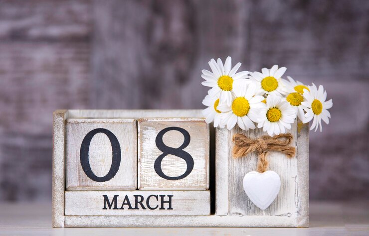 Photo calendrier en bois du 8 mars, journée mondiale de la femme
