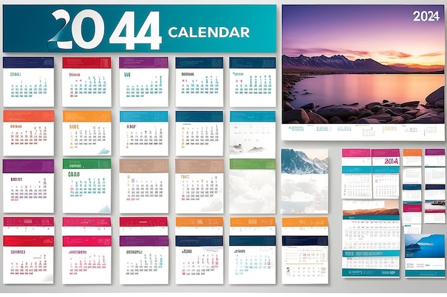 Photo calendrier de bureau 2024 conception du modèle calendrier du bureau 2024