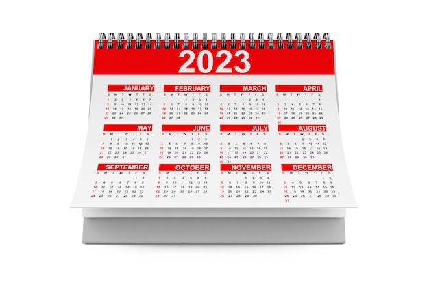 Calendrier de bureau de l'année 2023 rendu 3d