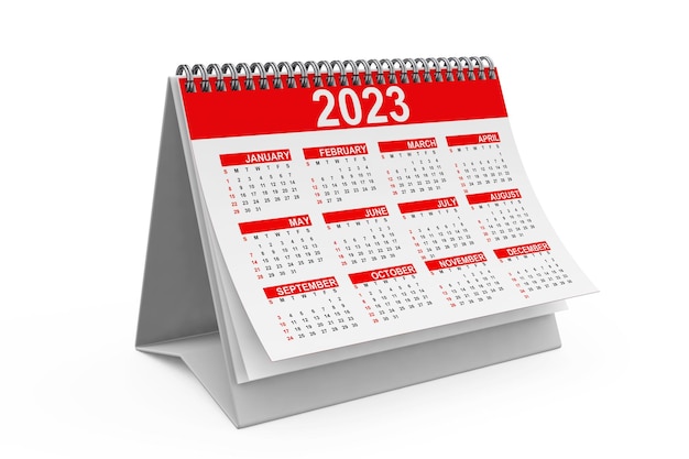 Calendrier de bureau de l'année 2023 rendu 3d