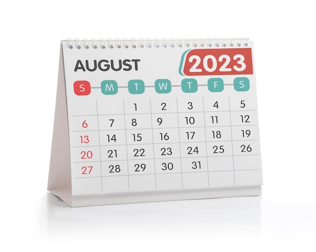 Calendrier de bureau août 2023