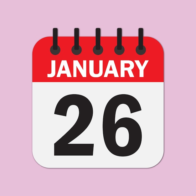 Calendrier du 26 janvier Calendrier à date plate Design quotidien de style art minimal Illustration vectorielle du calendrier