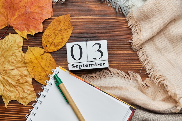 Photo calendrier du troisième jour du mois d'automne septembre