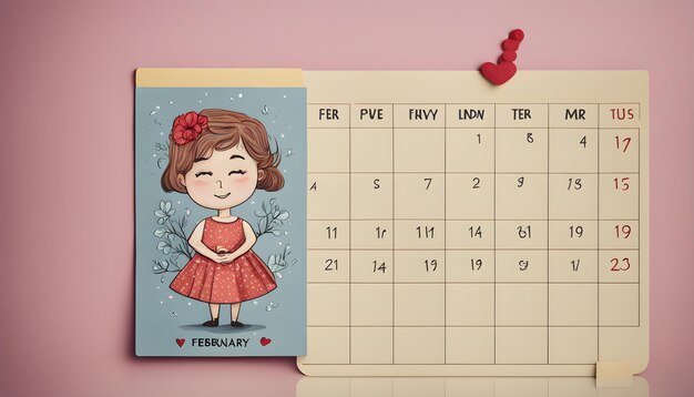 Photo un calendrier avec une fille et la date dessus