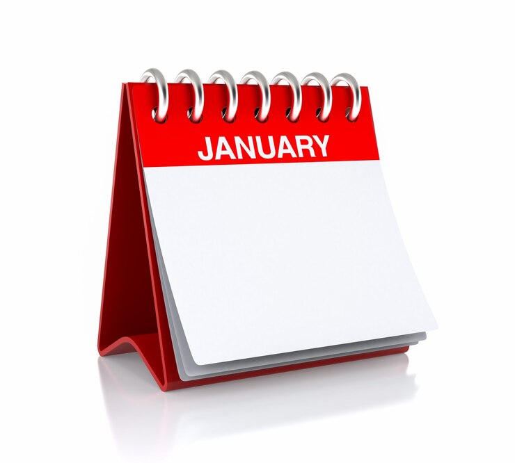 Photo calendrier de janvier. isolé sur fond blanc. illustration 3d