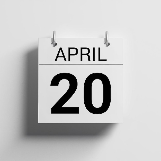 Calendrier des jours avec la date du 1er avril