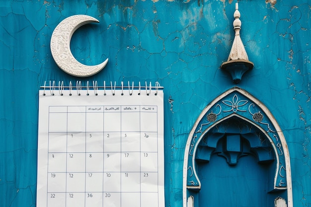 Photo calendrier moderne créatif du ramadan pour l'horaire de l'iftaar