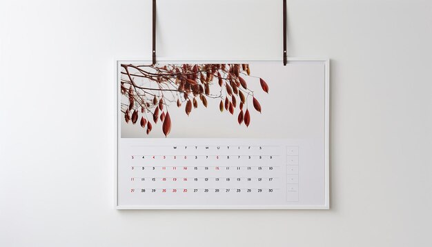 un calendrier mural accroché à un mur blanc