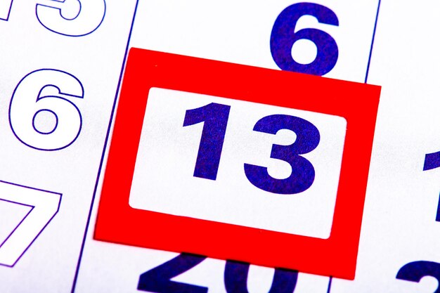 Le calendrier. nombre avec un carré rouge. organisateur