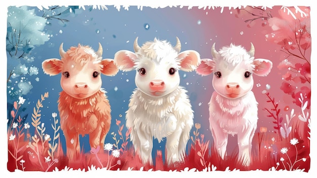 Calendrier ou planificateur de bœufs blancs au format A4 pour 2021 avec un mignon personnage de dessin animé, un bœuf ou une vache, symbole de la nouvelle année.