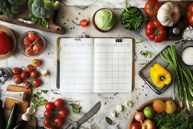 Photo calendrier de planification mensuel avec de l'espace pour le plan de repas