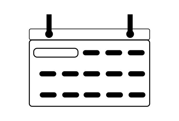 Photo calendrier plat icône entreprise symbole art noir contour signe oeuvre