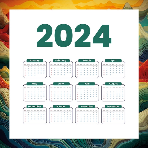 Photo calendrier pour l'année 2024