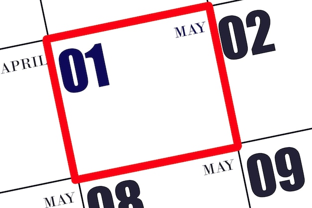 Calendrier quotidien pour le 1er mai printemps mois jour de l'année concept