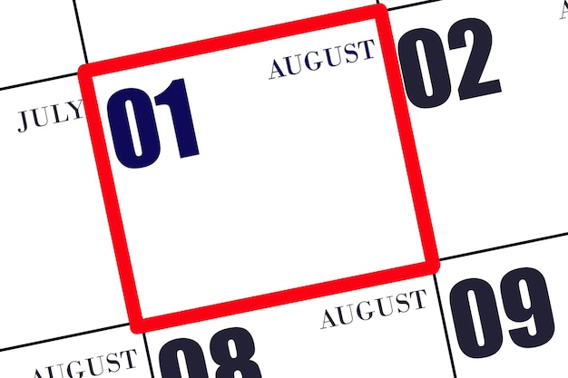 Calendrier quotidien pour le 2 août Concept du jour du mois d'été de l'année